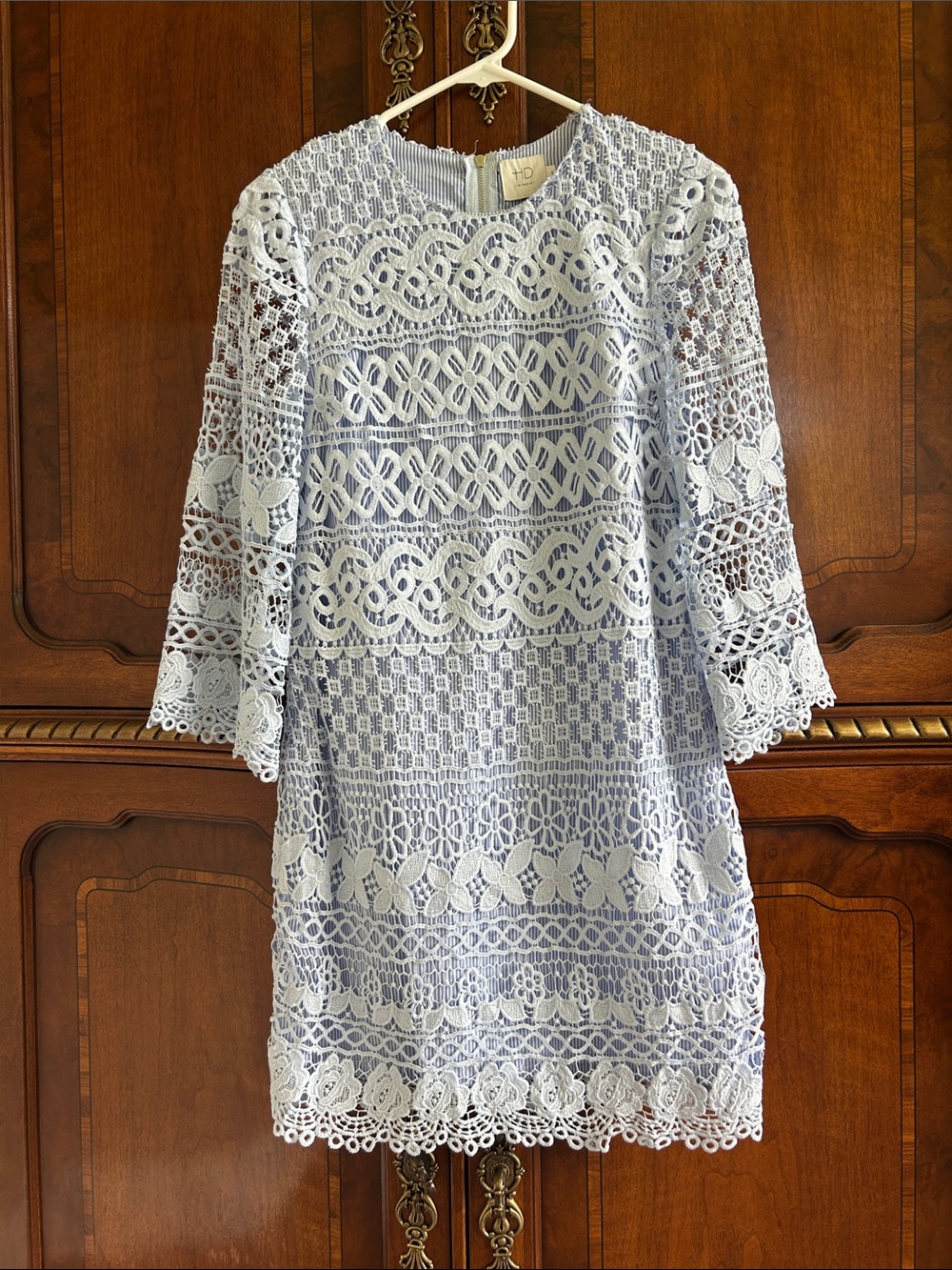 HD in Paris Light Blue cotton Crochet Lace Mini Dress